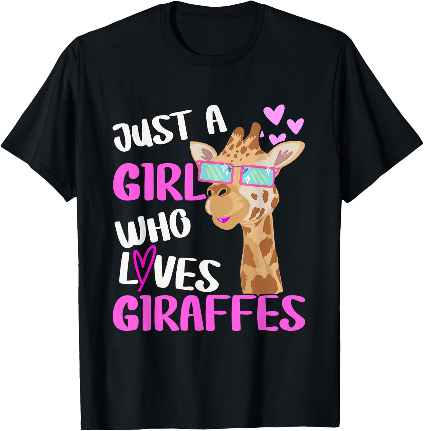 Just Girl Who Loves Giraffes | Giraffe T-Shirt - T-Shirt | Black