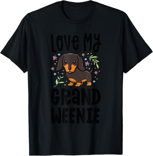 Love My Grand Weenie Dachshund Granddog Grandma Grandpa T-Shirt - T-Shirt | Black
