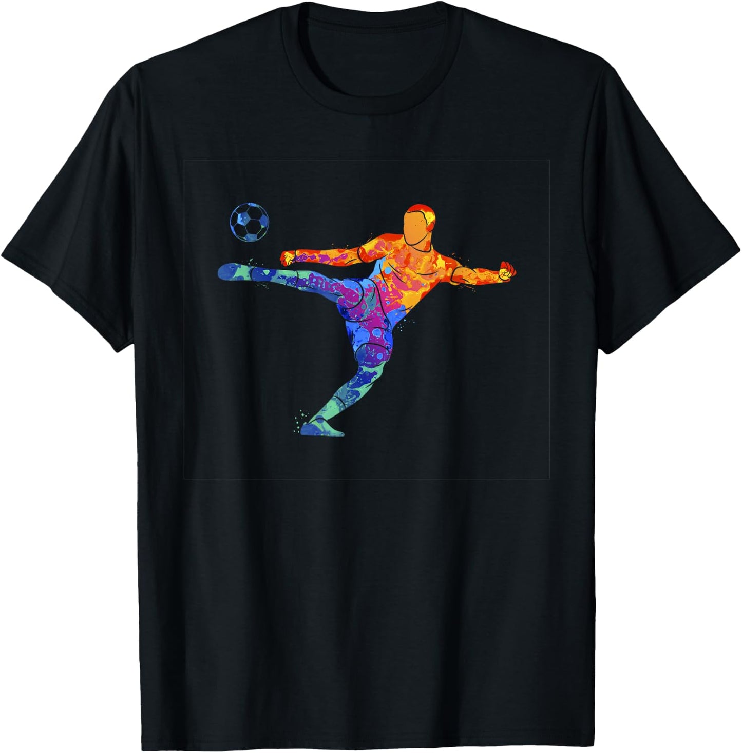 Soccer Athlete Sports Graphic Drawing T-Shirt - T-Shirt | Black
