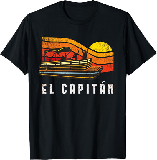 Pontoon Boat Captain El Capitan T-Shirt - T-Shirt | Black