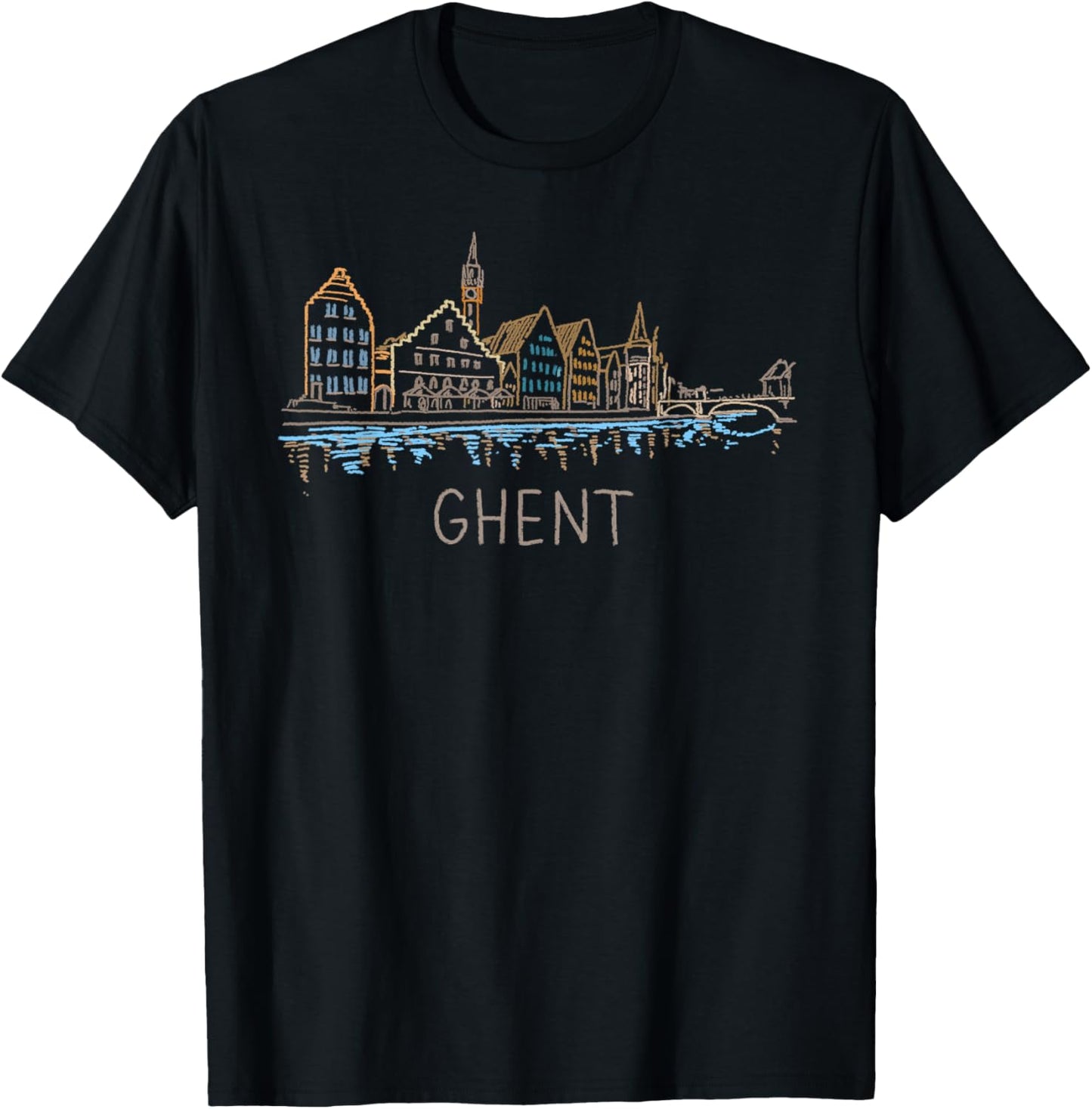 Gent Belgium Art Gift Men Women T-Shirt - T-Shirt | Black