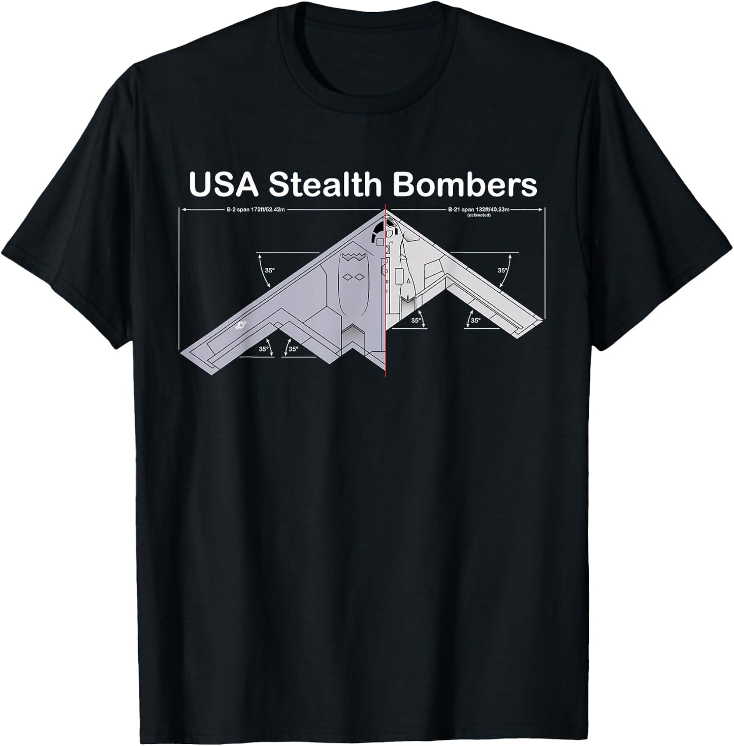 USA Stealth Bombers B-21 Raider VS B-2 Spirit Specs B21 T-Shirt - T-Shirt | Black
