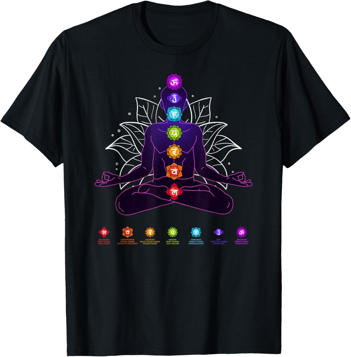 Yoga Chakra Spiritual Body System Meditation T-Shirt - T-Shirt | Black