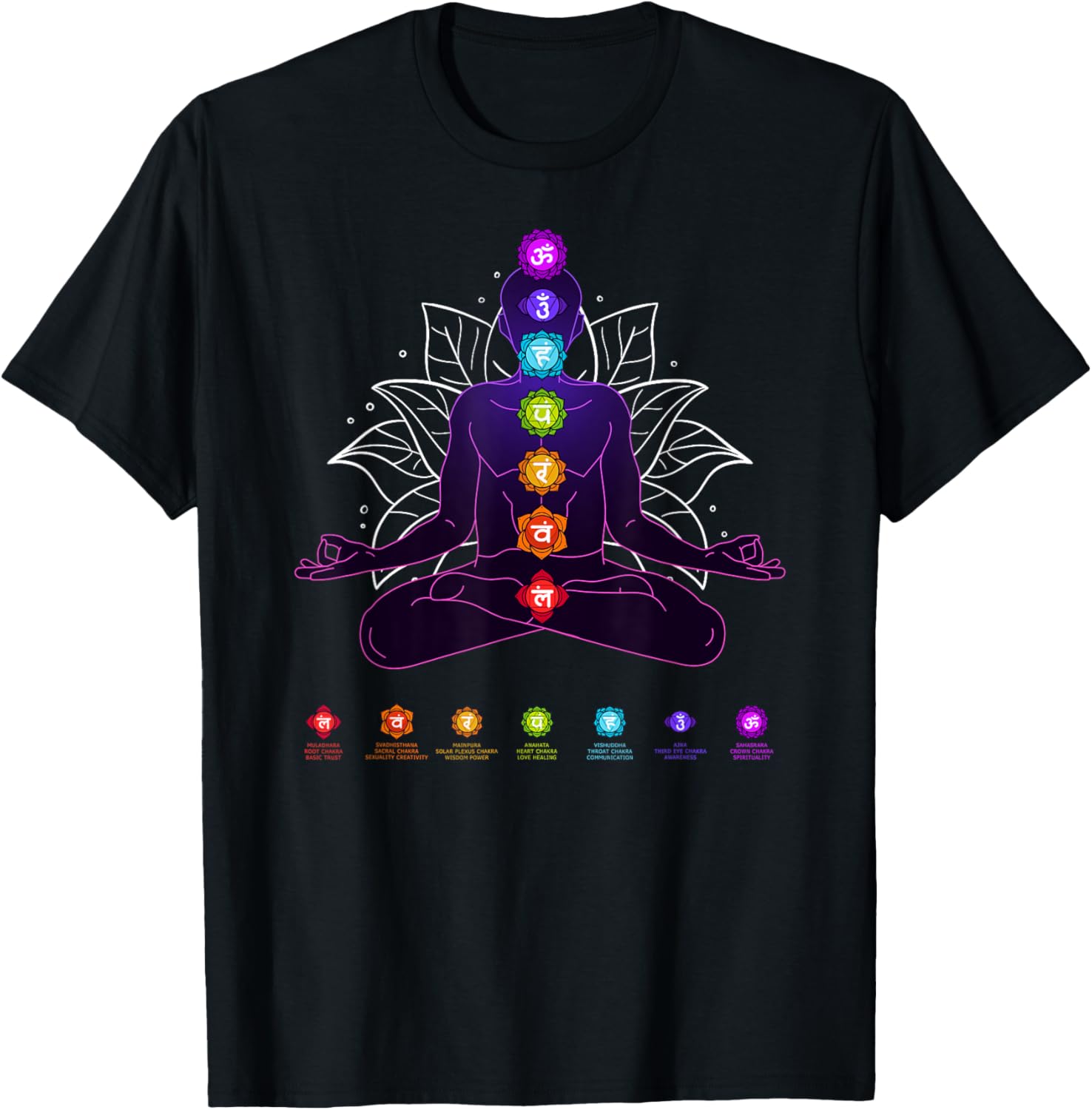 Yoga Chakra Spiritual Body System Meditation T-Shirt - T-Shirt | Black