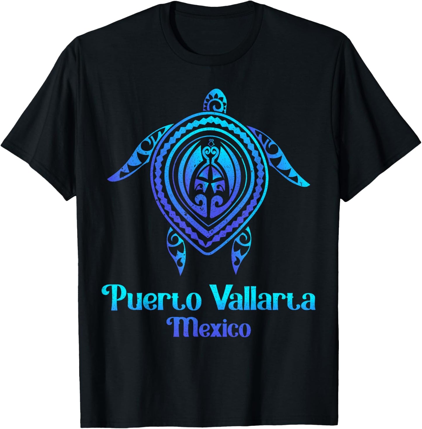 Puerto Vallarta Mexico Souvenirs Tropical Blue Sea Turtle T-Shirt - T-Shirt | Black