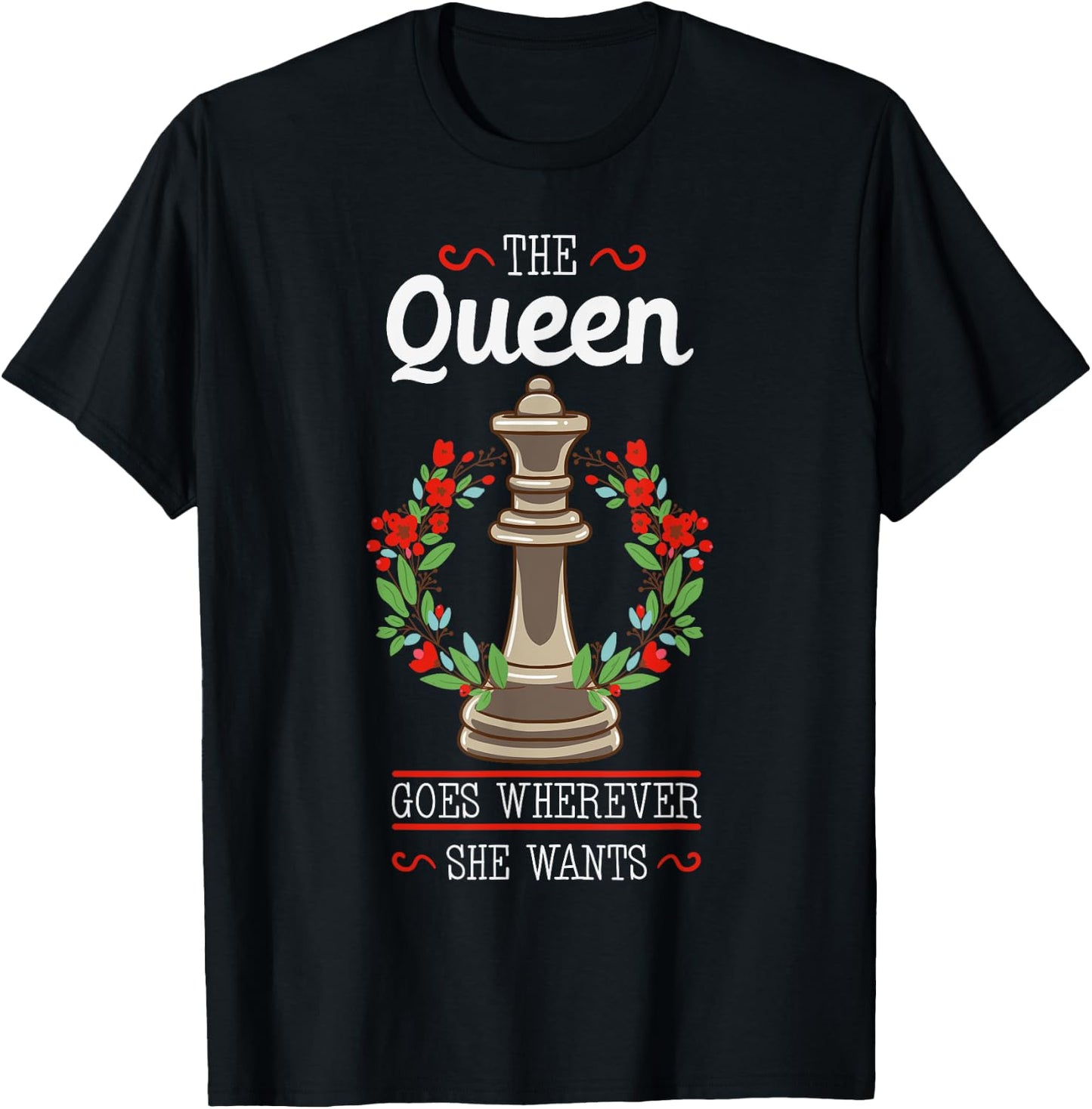 Chess Players Queen Boardgame Pieces Checkmate T-Shirt - T-Shirt | Black