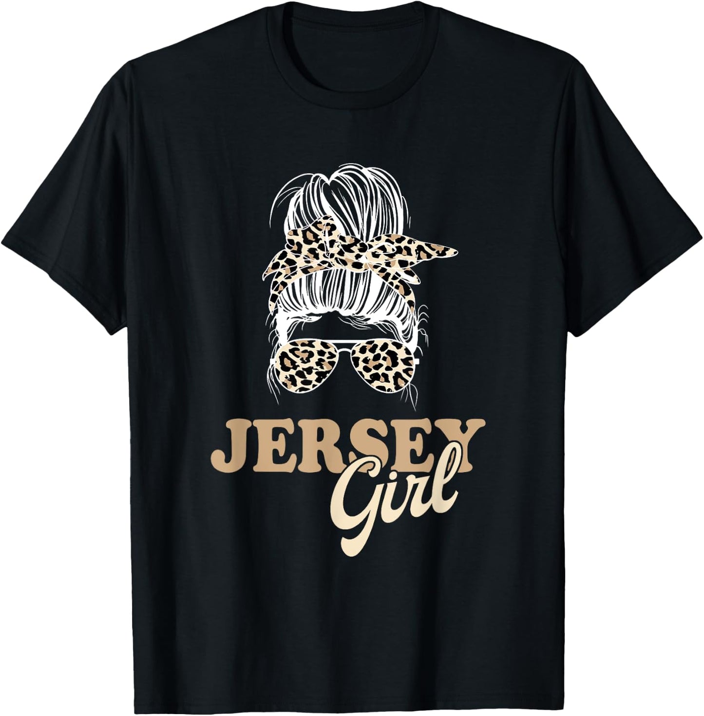 Jersey Girl Messy Bun T-Shirt - T-Shirt | Black