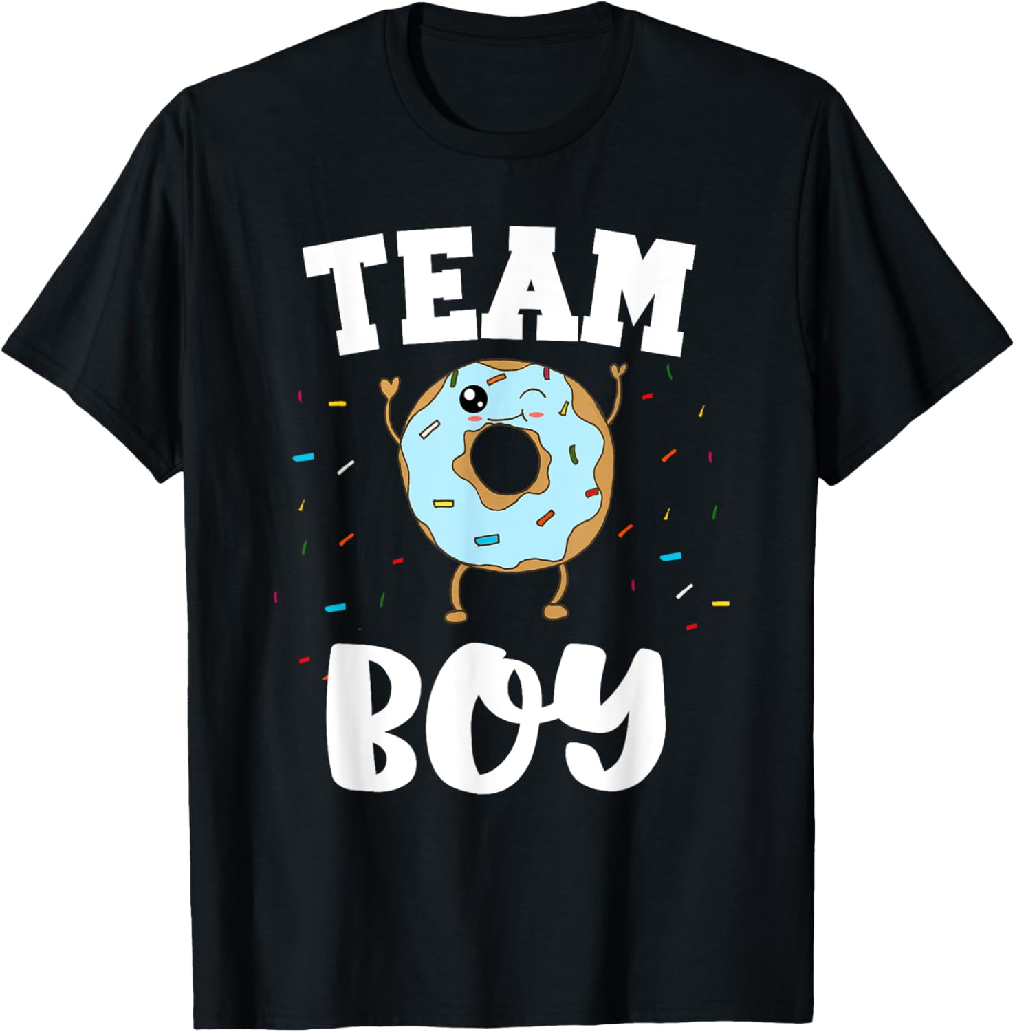 Team Boy Donut Gender Reveal Party Funny and Cute Blue T-Shirt - T-Shirt | Black