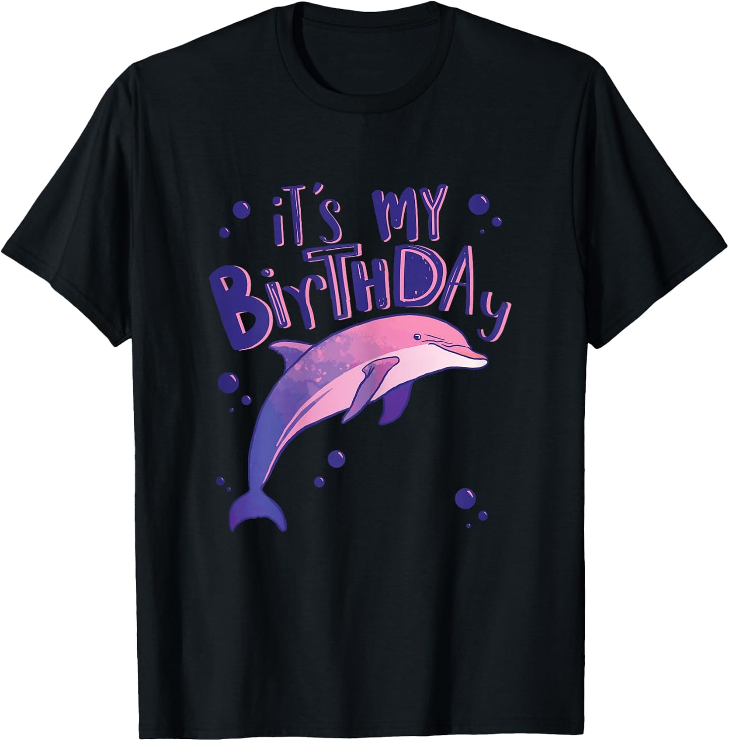 It's My Birthday Cute Girl Dolphin Lover T-Shirt - T-Shirt | Black
