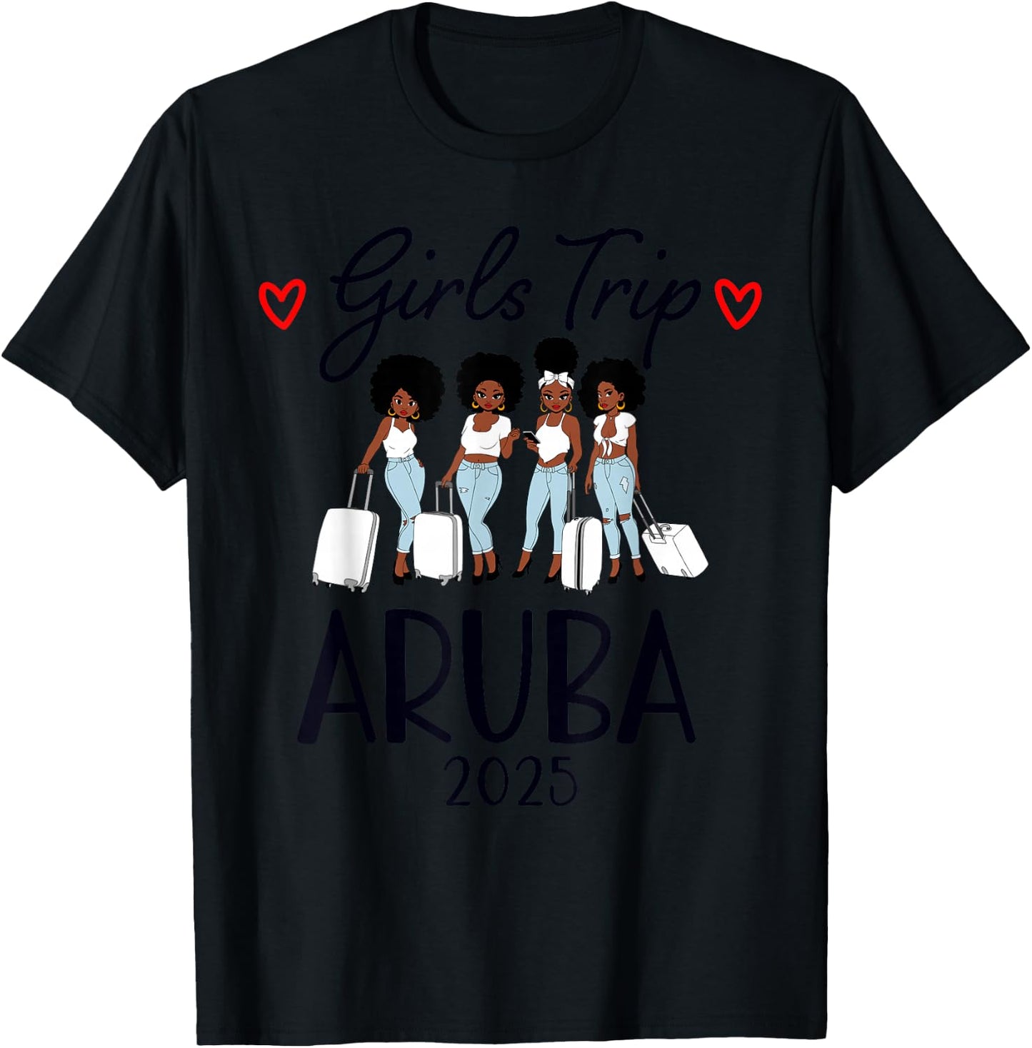 Girls Trip 2025 Aruba Caribbean Weekend Summer T-Shirt - T-Shirt | Black