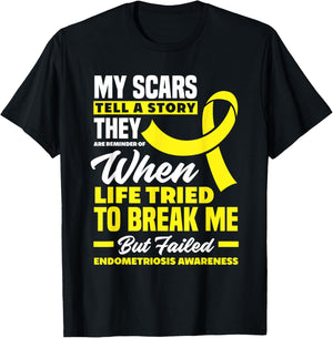 My Scars Tell A Story Endometriosis Awareness Endometriosis T-Shirt - T-Shirt | Black