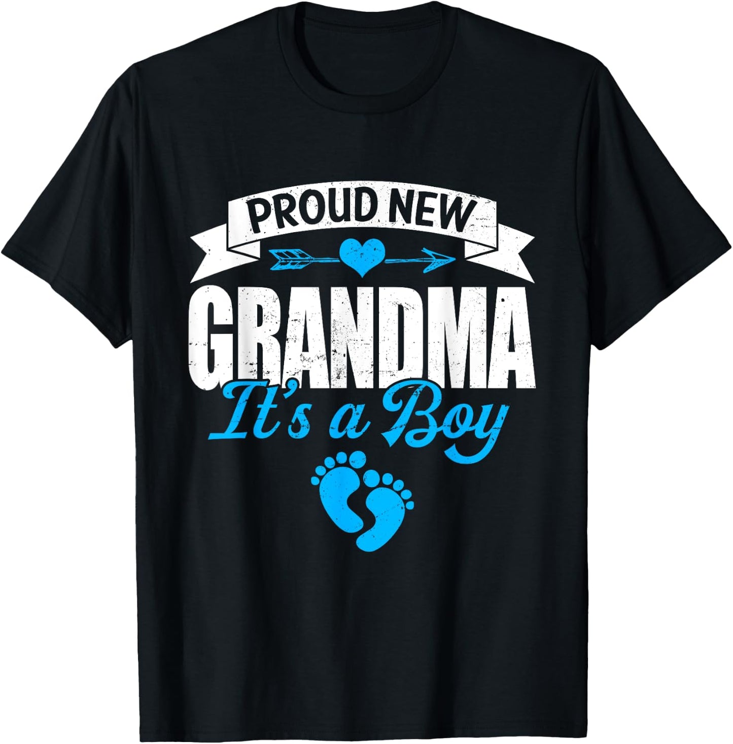 Retro Family Proud New Grandma It's A Boy Gender Reveal T-Shirt - T-Shirt | Black