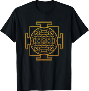 Shri Yantra Sacred Geometry T-Shirt - T-Shirt | Black