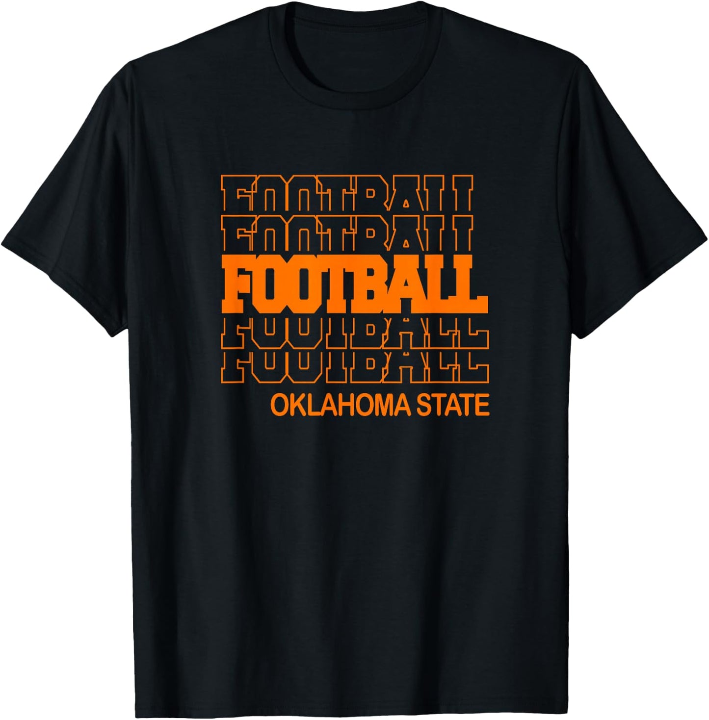 Football Oklahoma State in Modern Stacked Lettering T-Shirt - T-Shirt | Black