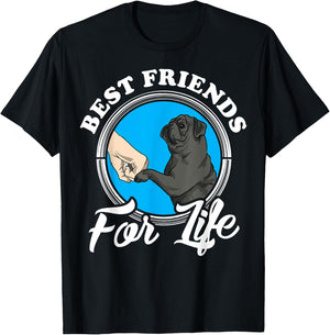 Black Pug Lover Design "Best Friends" Funny Black Pug T-Shirt - T-Shirt | Black