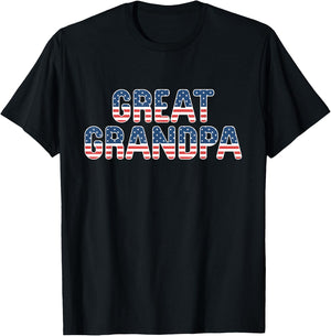 Great Grandpa American Flag Patriotic USA 4th of July T-Shirt - T-Shirt | Black