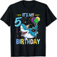 Shark Lover Its My 5th Birthday T-Shirt - T-Shirt | Black