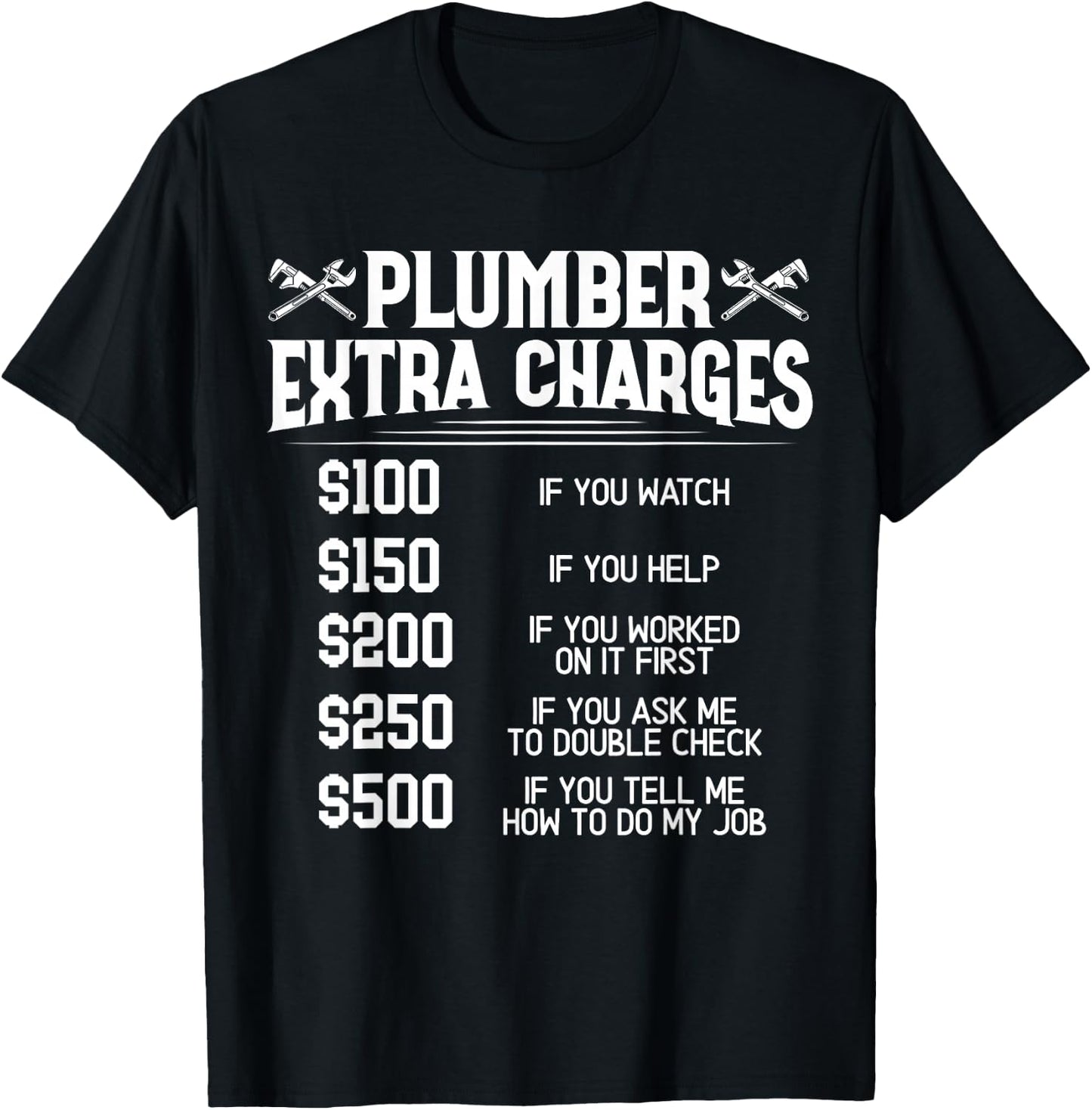 Plumber Extra Charges Plumbing Pipefitter Drain Surgeon Gift T-Shirt - T-Shirt | Black