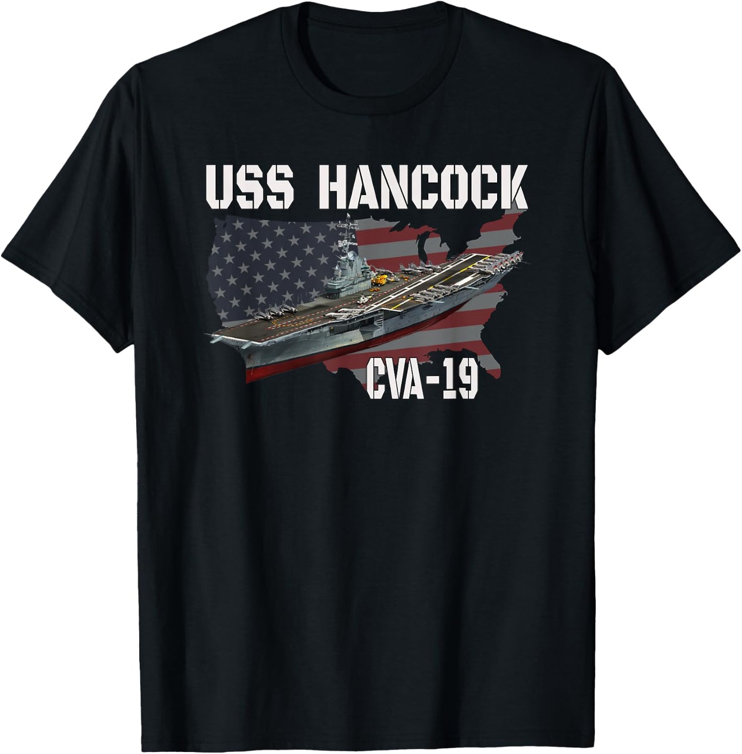 USS Hancock CVA-19 Aircraft Carrier Veterans Day Fathers Day T-Shirt - T-Shirt | Black