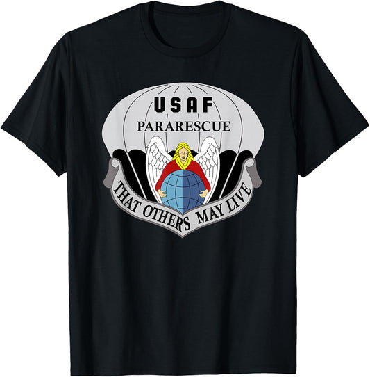 US Air Force (USAF) Pararescue (PJs) Unit Flash Center T-Shirt - T-Shirt | Black