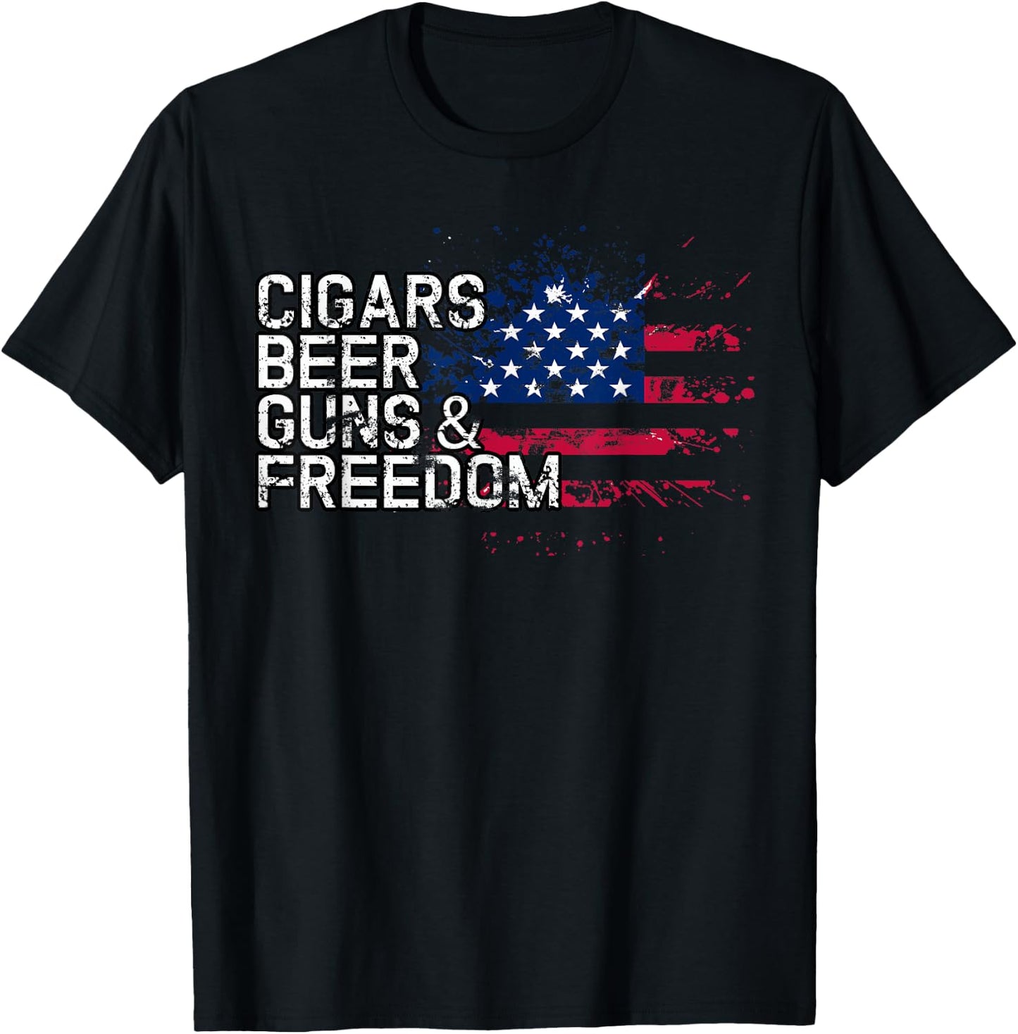 Cigars Beer Guns & Freedom Beers Bar T-Shirt - T-Shirt | Black
