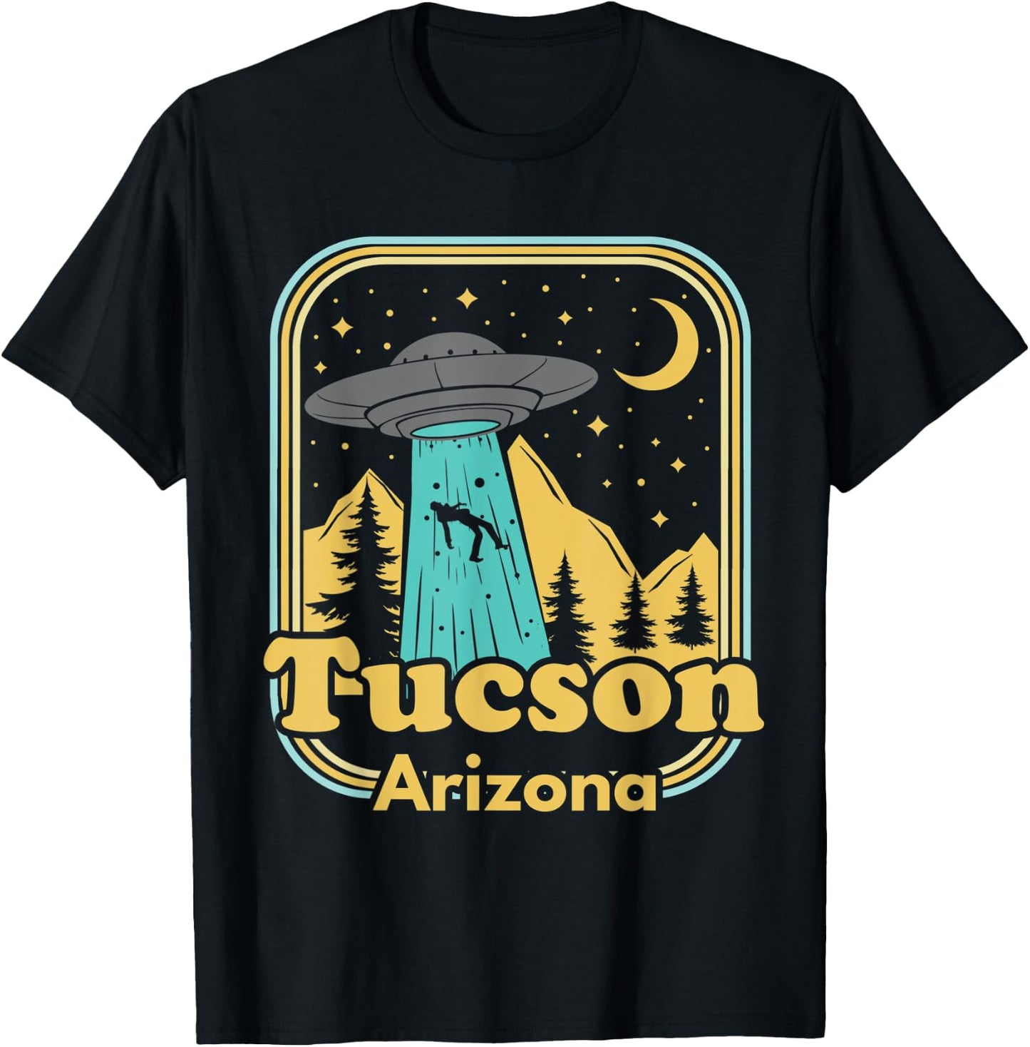 Tucson Arizona UFO Alien Hunter Ironic 80s State Pride T-Shirt - T-Shirt | Black