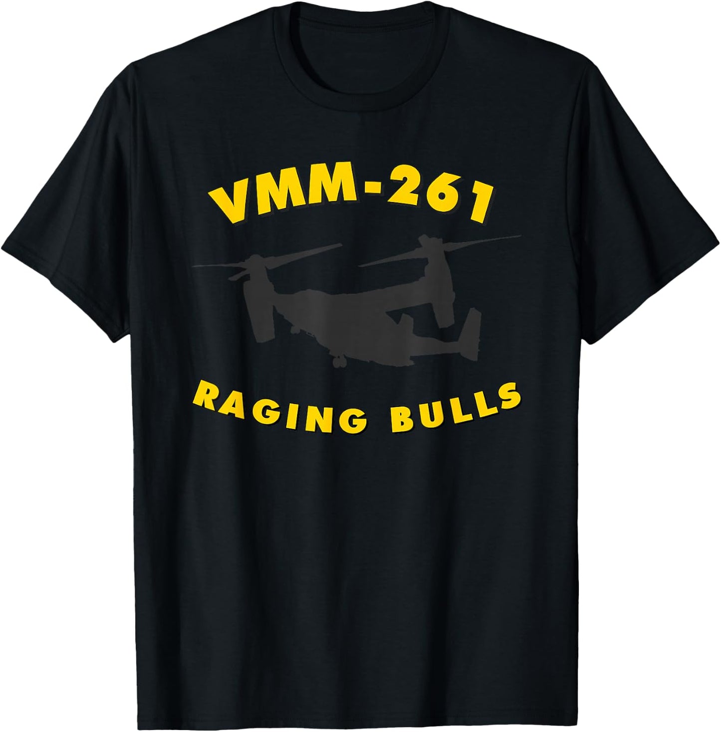 VMM-261 Raging Bulls MV-22 Osprey Tiltrotor Squadron T-Shirt - T-Shirt | Black