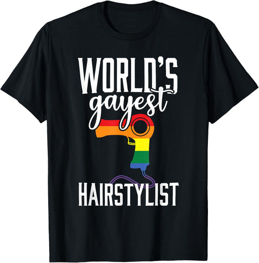 Gay Hairstylist Funny LGBT Pride Hairdresser Barber T-Shirt - T-Shirt | Black