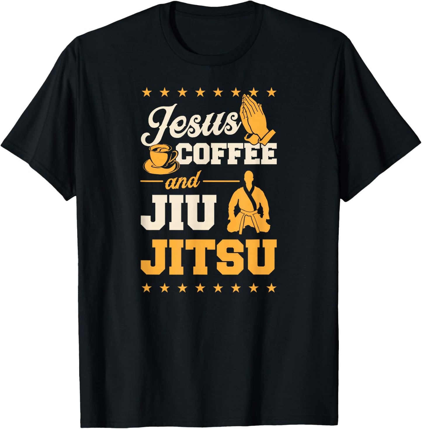 Jesus Coffee And Jiu Jitsu - Funny Christian BJJ Master T-Shirt - T-Shirt | Black