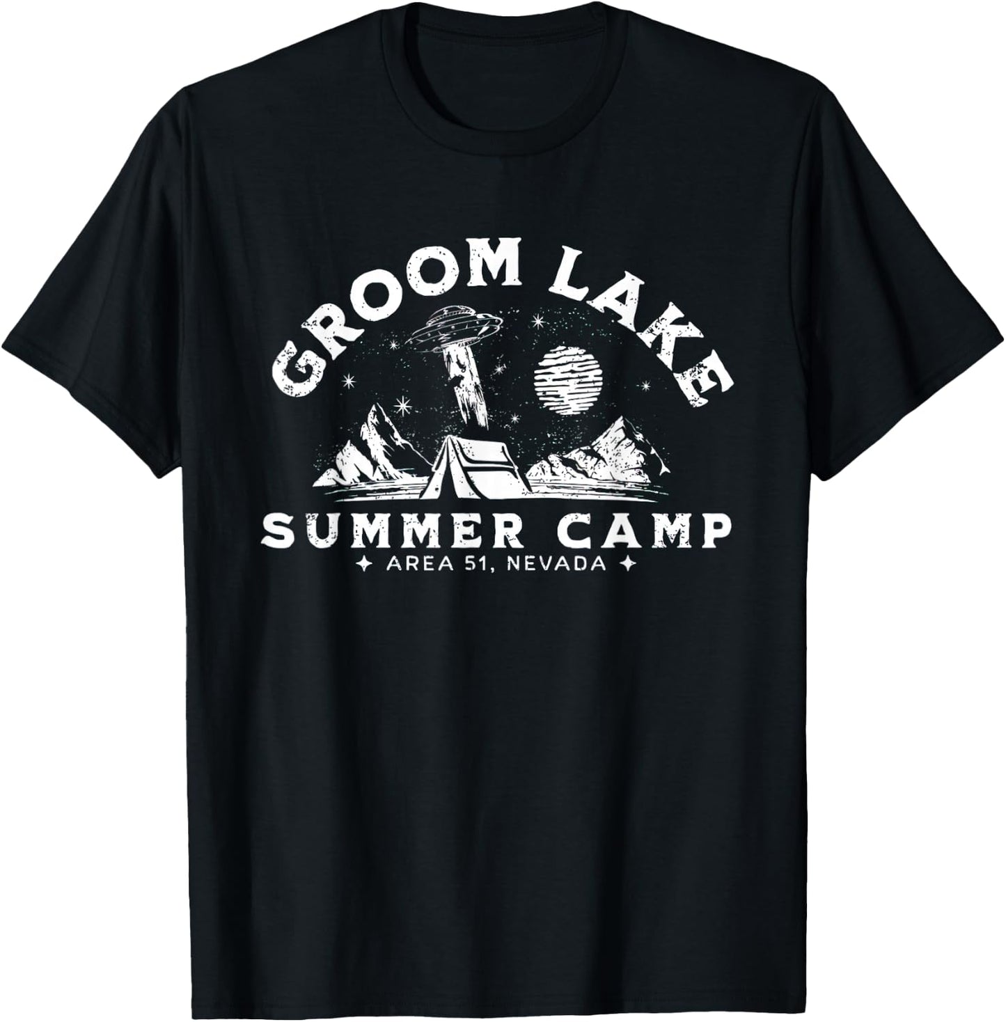 Groom Lake Summer Camp - Funny Area 51 Alien UFO Graphic T-Shirt - T-Shirt | Black