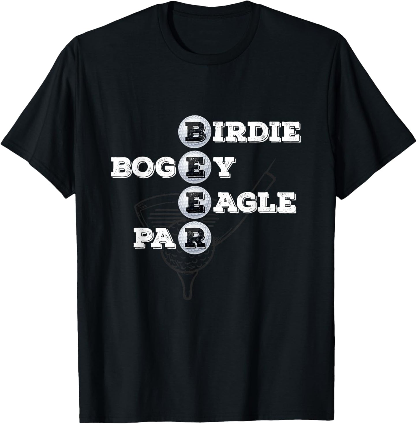 Birdie Bogey Eagle Par Beer Golf Ball Funny Golfer T-Shirt - T-Shirt | Black
