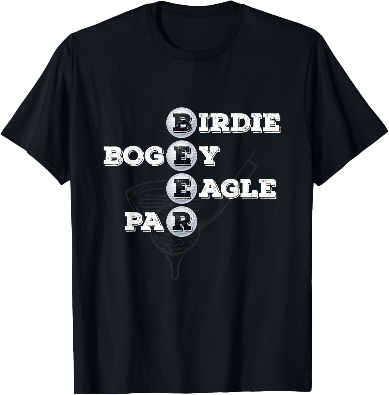 Birdie Bogey Eagle Par Beer Golf Ball Funny Golfer T-Shirt - T-Shirt | Black