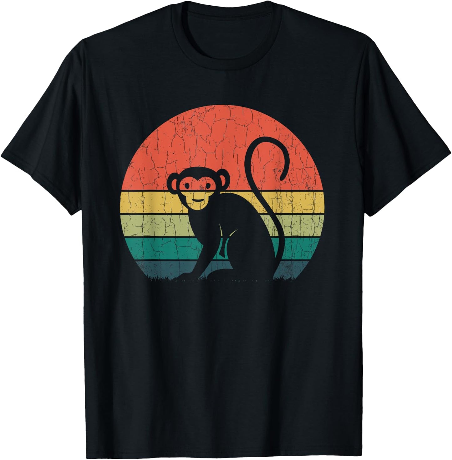 Retro Vintage Chimpanzee Funny Monkey Animal Lover Graphic T-Shirt - T-Shirt | Black