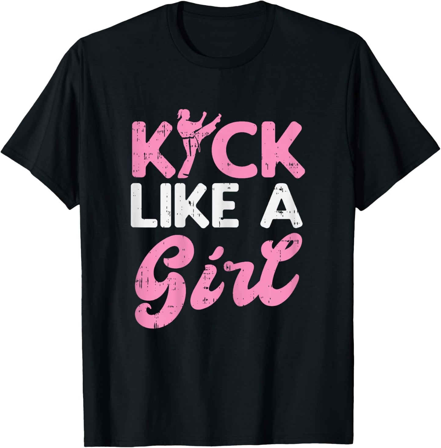 Kick Like Girl Karate Taekwondo Kung Fu Martial Arts Gift T-Shirt - T-Shirt | Black