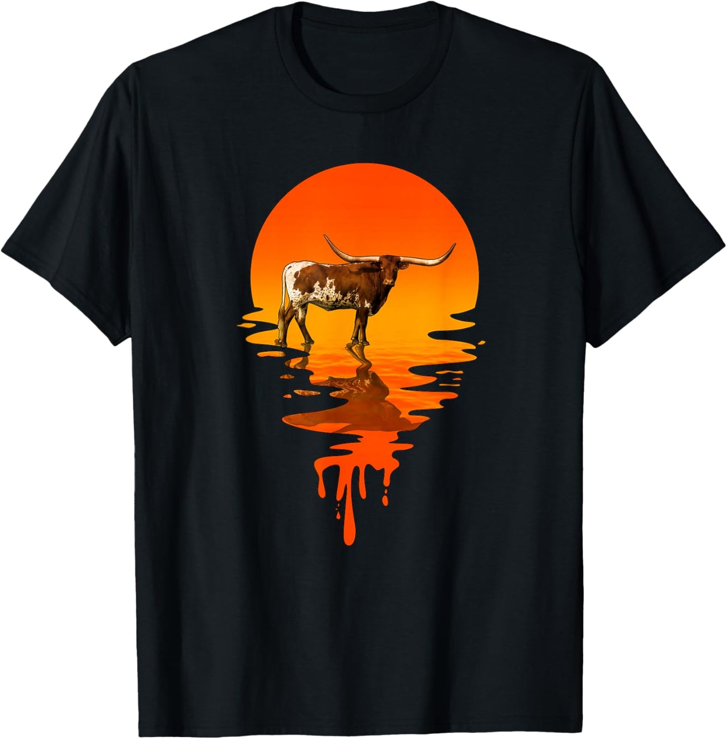 Vintage Retro Style Texas Longhorn T-Shirt - T-Shirt | Black
