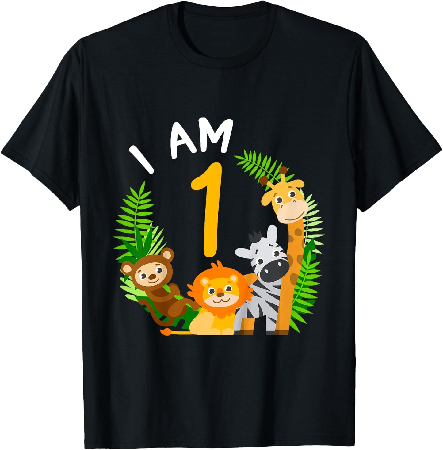 1st Birthday Children's Birthday First Birthday Jungle T-Shirt - T-Shirt | Black