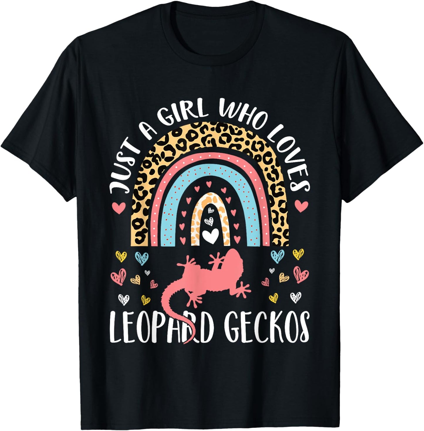 I'm Just A Girl Who Loves Leopard Geckos Lovers Heart Funny T-Shirt - T-Shirt | Black