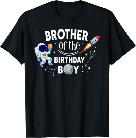 Brother of The Birthday Boy Space Astronaut Birthday Family T-Shirt - T-Shirt | Black