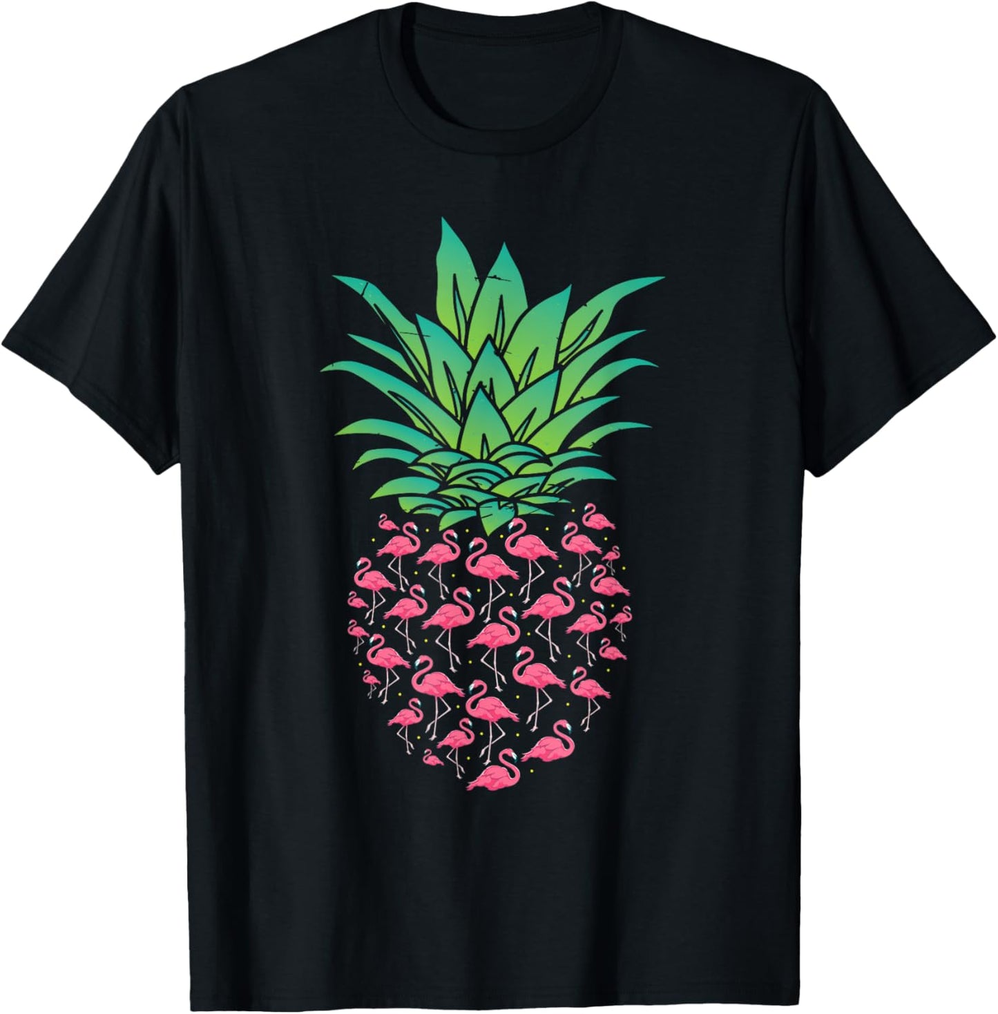Animal Flamingo Lover Exotic Bird Pineapple Flamingo T-Shirt - T-Shirt | Black