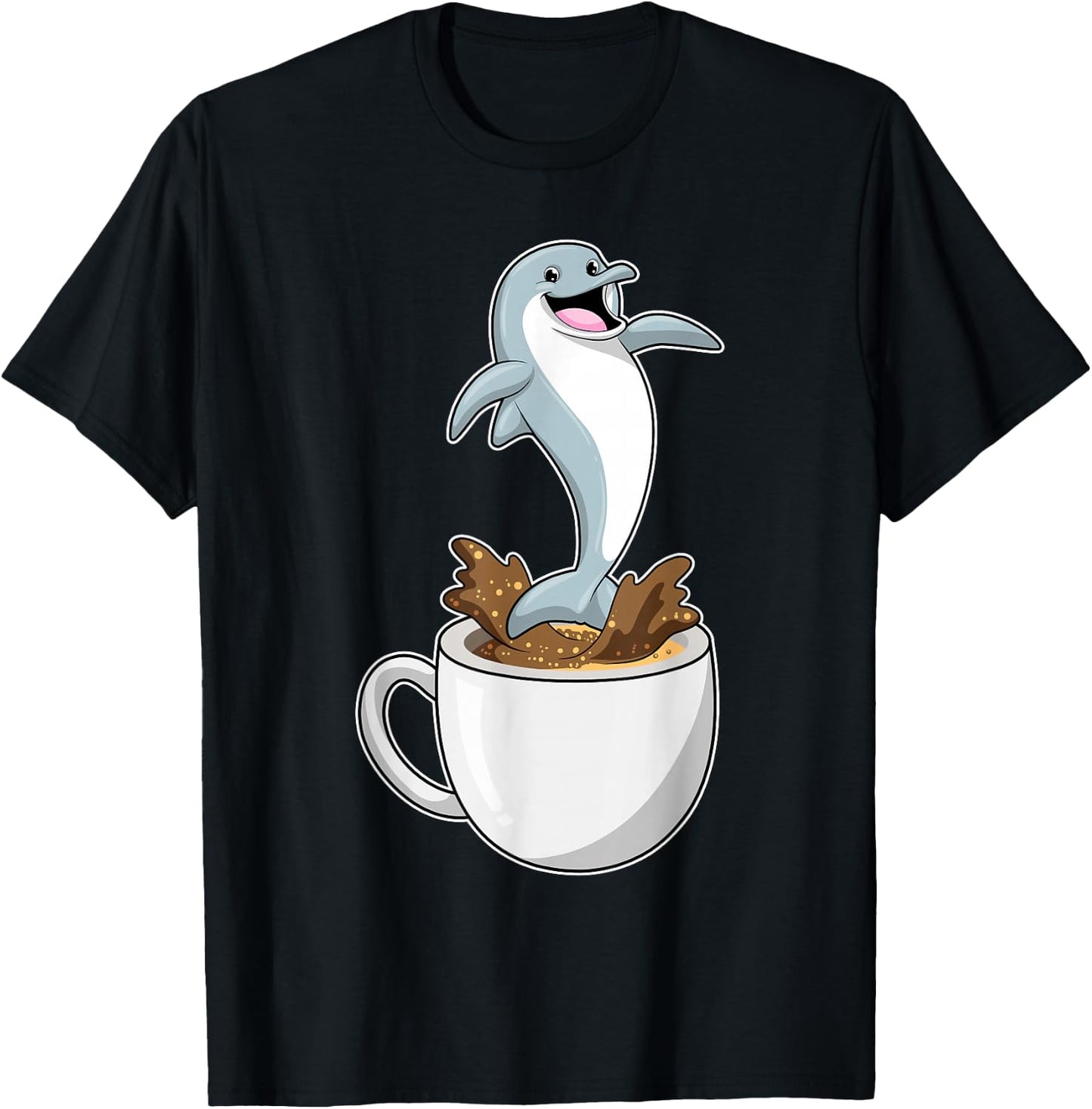 Dolphin Coffee Mug T-Shirt - T-Shirt | Black