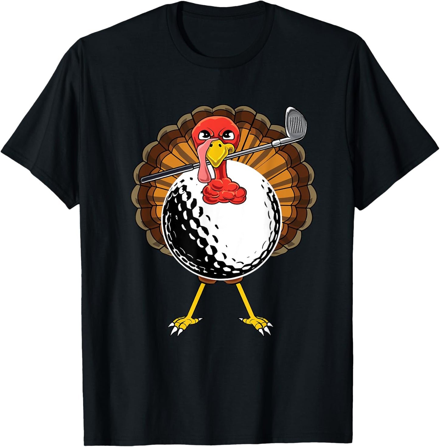 Funny Golfing Thanksgiving Golf Lover Turkey Day Golfer T-Shirt - T-Shirt | Black