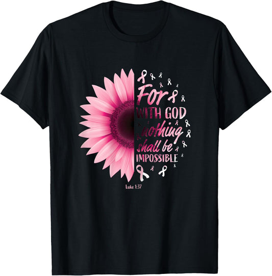 Religious Bible Verse Breast Cancer Pink Ribbon Gifts Women T-Shirt - T-Shirt | Black