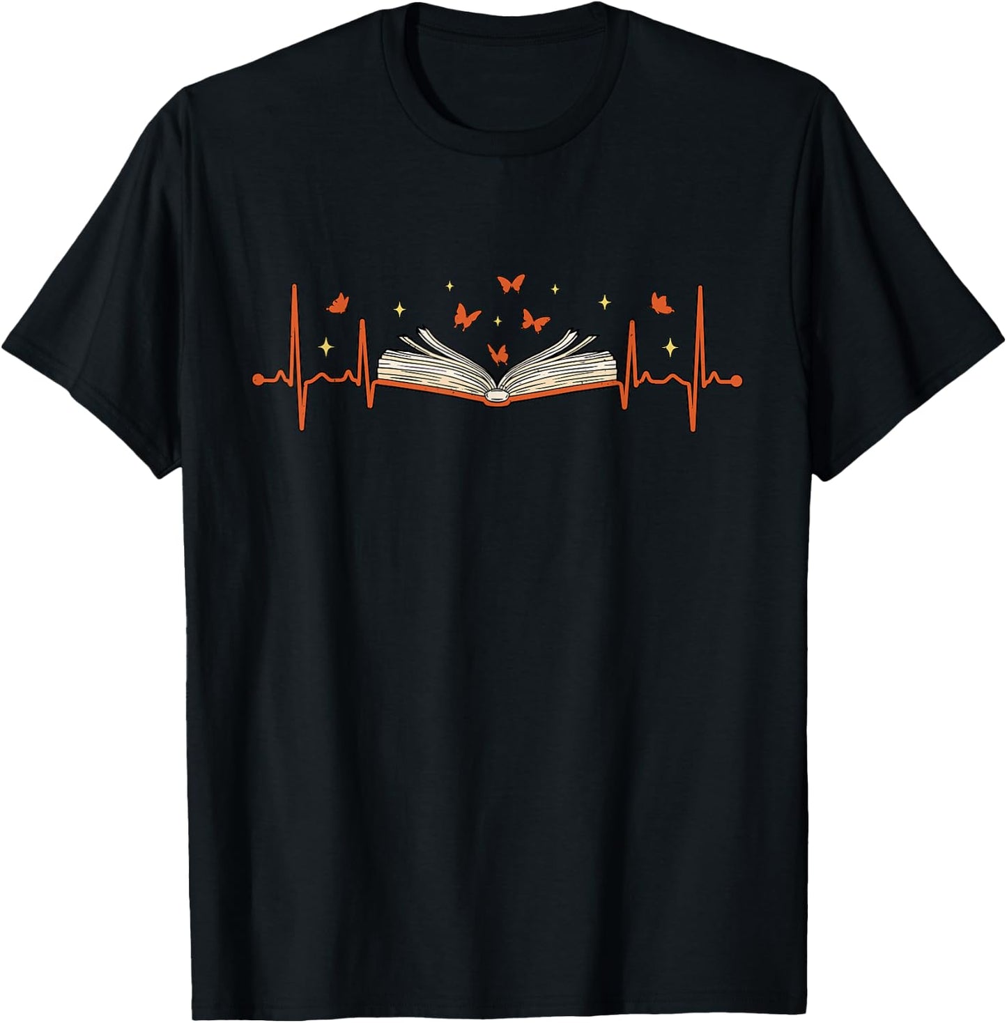 Love Reading Books Heartbeat for the Bookworm T-Shirt - T-Shirt | Black