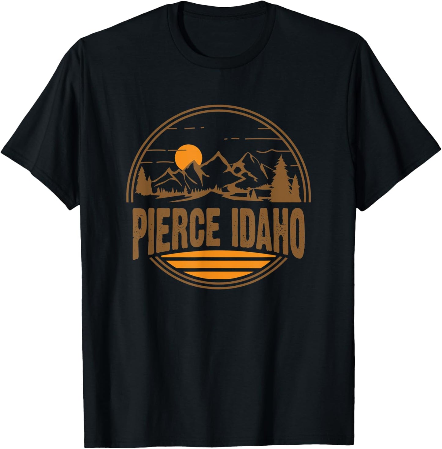 Vintage Pierce, Idaho Mountain Hiking Souvenir Print T-Shirt - T-Shirt | Black