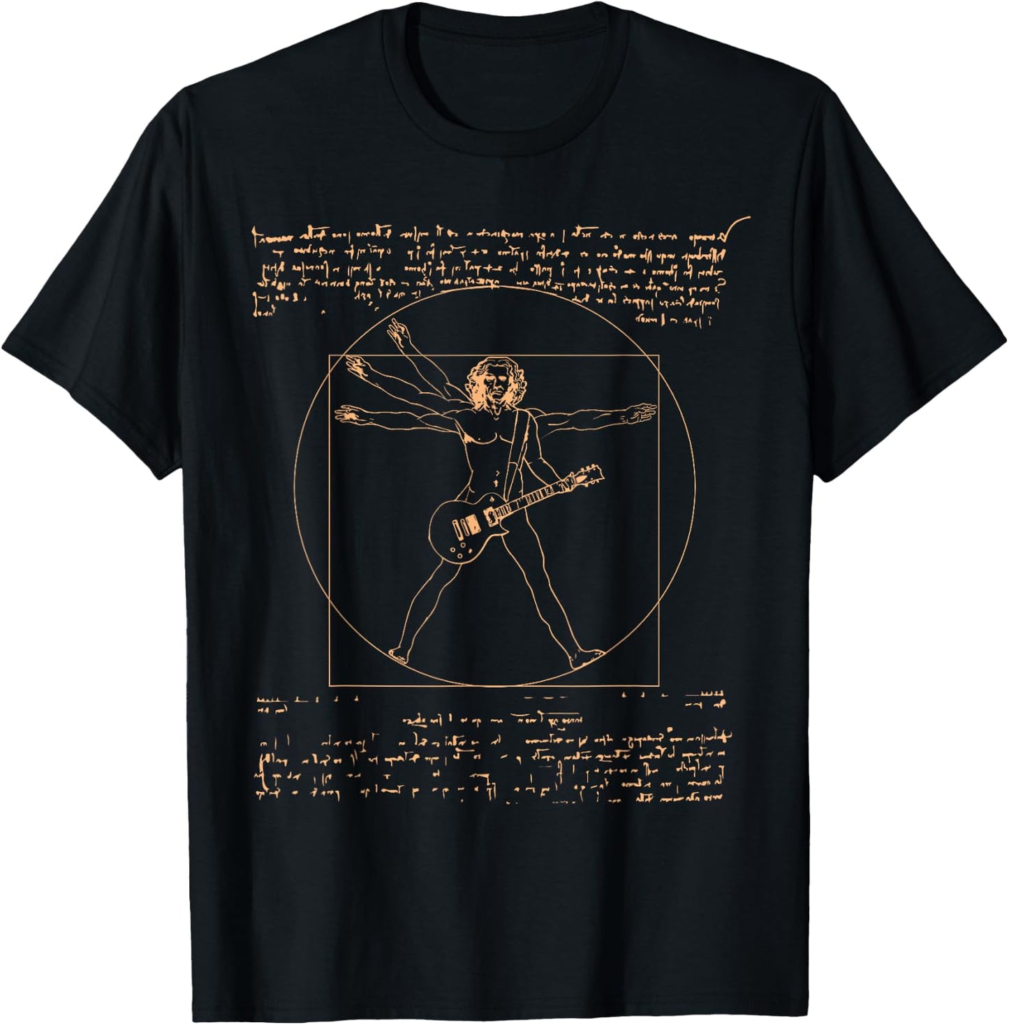 Vitruvianer Plays Guitar Funny Love Guitarist T-Shirt - T-Shirt | Black