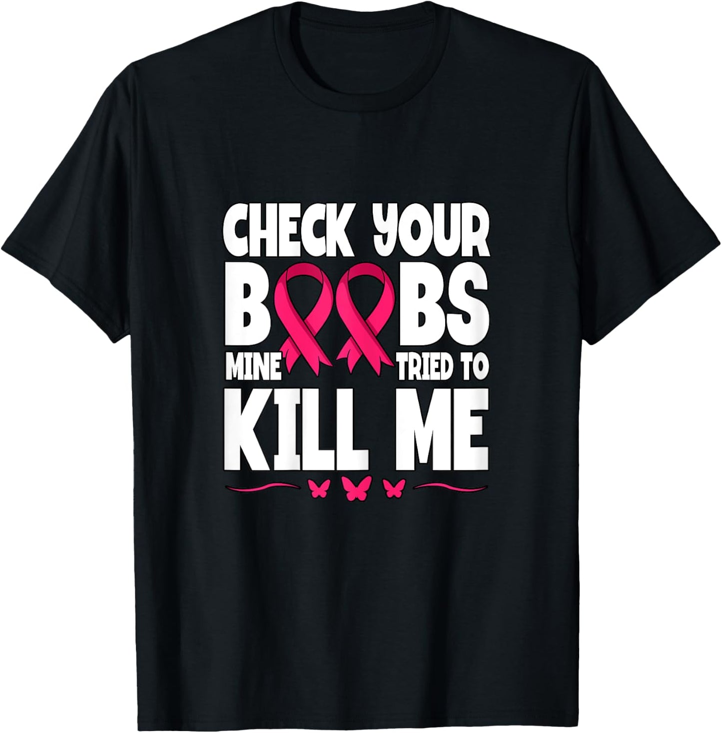 Check Your Boobs Breast Cancer Awareness T-Shirt - T-Shirt | Black