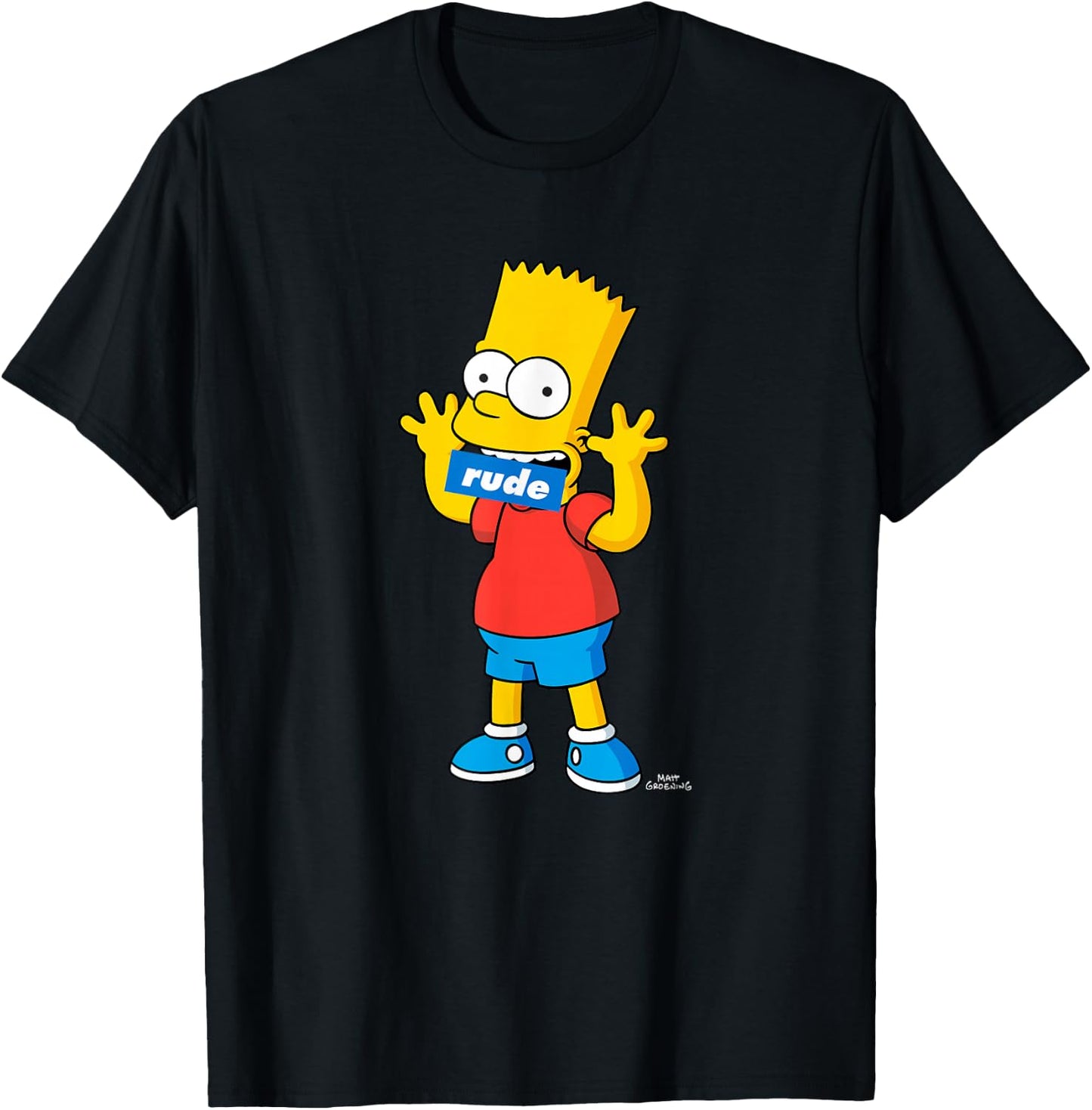 The Simpsons Bart Simpson Rude Mouth T-Shirt - T-Shirt | Black