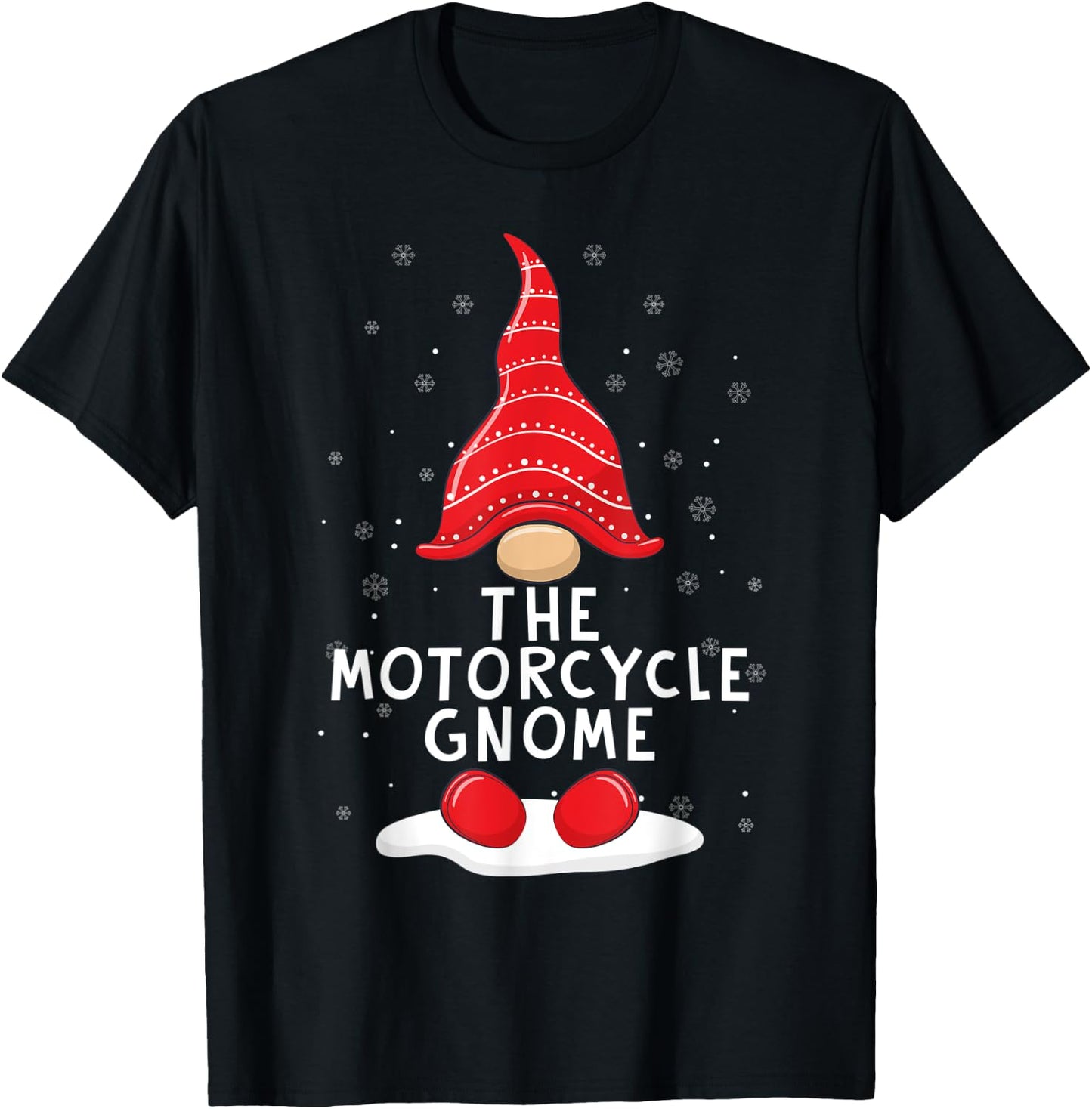 Funny The Motorcycle Gnome Christmas Pajamas Xmas Holiday T-Shirt - T-Shirt | Black