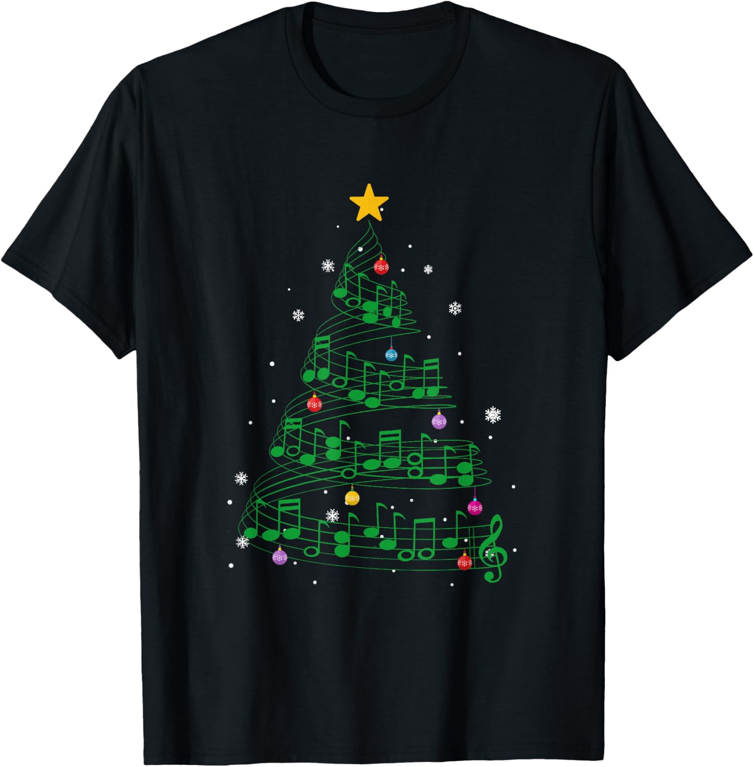 Music Note Tree Christmas Tree Gift T-Shirt - T-Shirt | Black