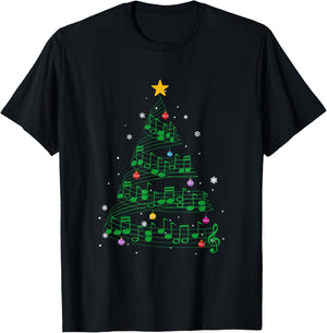 Music Note Tree Christmas Tree Gift T-Shirt - T-Shirt | Black